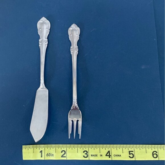 Vtg Stainless by Salem Victoria Pattern Serving Set Cocktail Fork Butter Knife - Picture 6 of 6